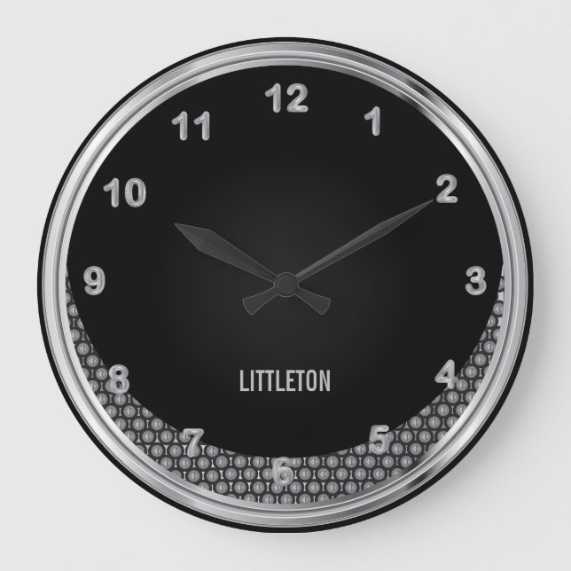 Mesh Steel Metal and Black Print Large Clock (Front)