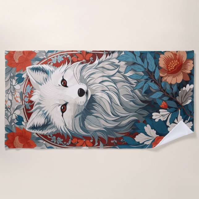 Mesmerising Artic Fox Wildlife  Beach Towel (Front)