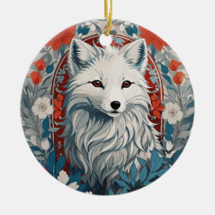 Mesmerising Artic Fox Wildlife  Ceramic Tree Decoration