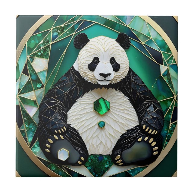 Mesmerising Geometric Panda Tile (Front)