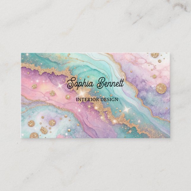 Mesmerising Glitter Opal Background Business Card (Front)