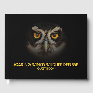 Mesmerising Golden Eyes of a Spectacled Owl Guest Book