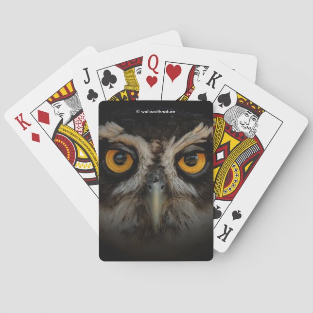Mesmerising Golden Eyes of a Spectacled Owl Playing Cards (Back)
