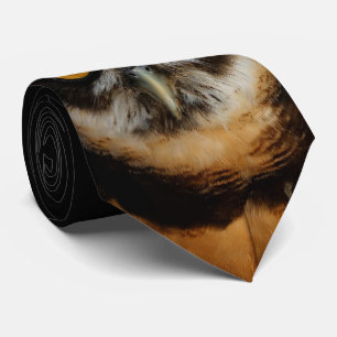 Mesmerising Golden Eyes of a Spectacled Owl Tie