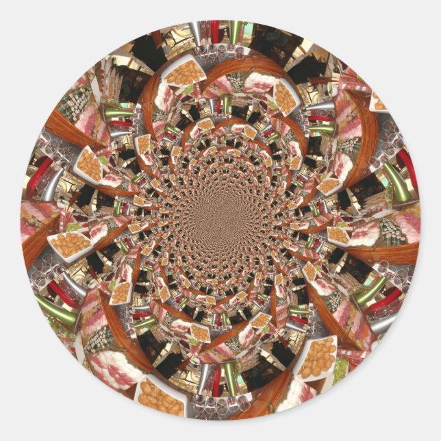 Mesmerising Mosaic of Sushi Brown Colours Classic Round Sticker (Front)