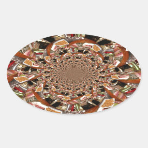 Mesmerising Mosaic of Sushi Brown Colours Oval Sticker