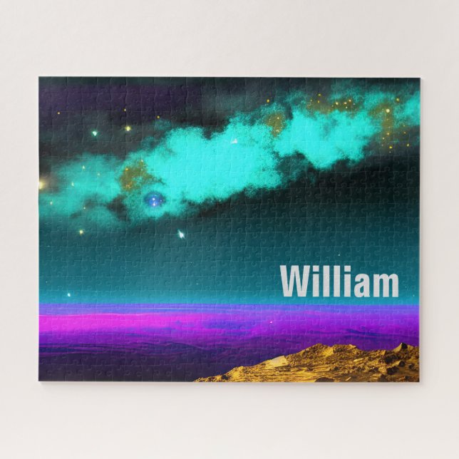 Mesmerising Neon Cosmic Dreamscape Landscape Jigsaw Puzzle (Horizontal)