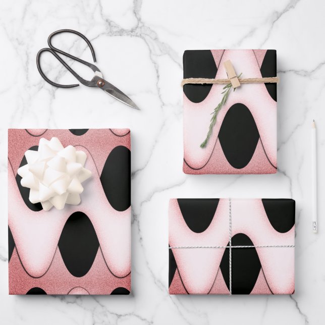 Mesmerising Oriental Pink Waves Wrapping Paper Sheet (Front)