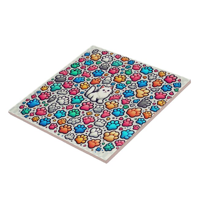 mesmerising pattern different coloured canine dog tile (Side)