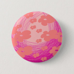 mesmerising pink flower 6 cm round badge