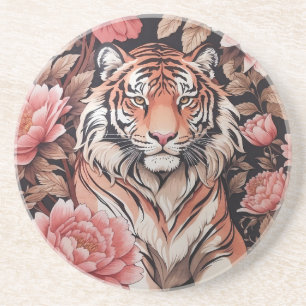 Mesmerising Tiger Pink Flowers Coaster