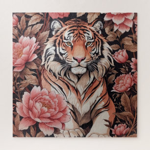 Mesmerising Tiger Pink Flowers Jigsaw Puzzle