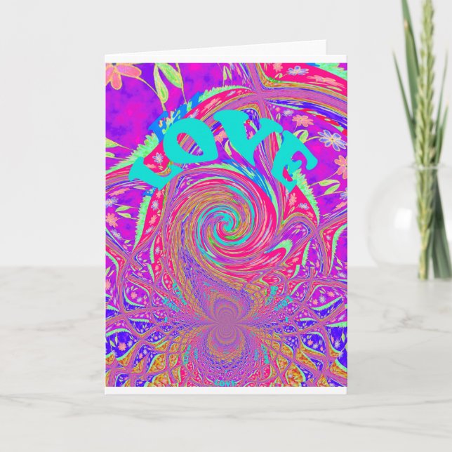 Mesmerising Whirlpool Love Cyan Text art Graphic  Announcement (Front)