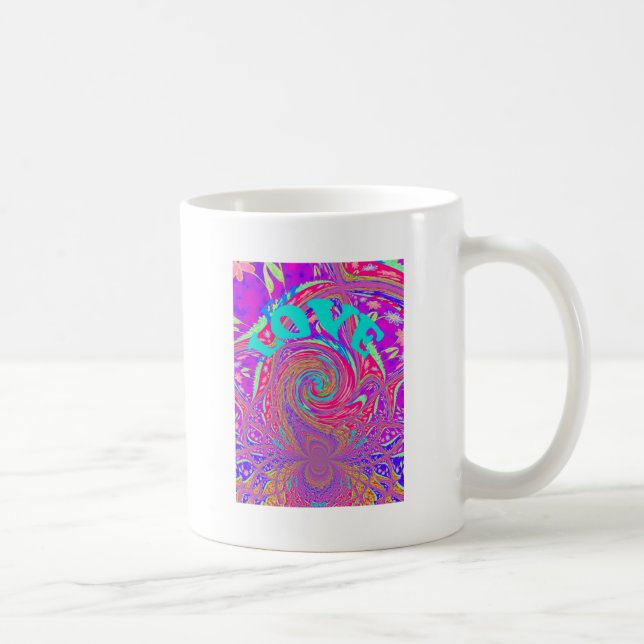 Mesmerising Whirlpool Love Cyan Text art Graphic  Coffee Mug (Right)