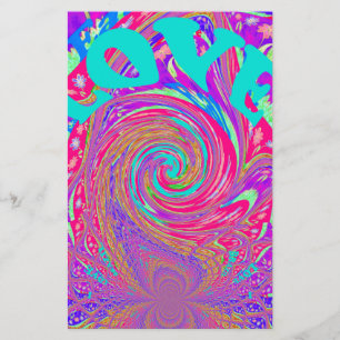 Mesmerising Whirlpool Love Cyan Text art Graphic Stationery