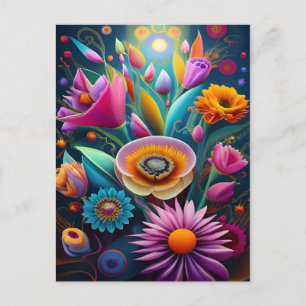 Mesmerizing 3D Floral Abstract Art Design Postcard