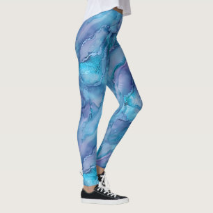 Mesmerizing Blue and Purple Creats Fluid Pattern Leggings
