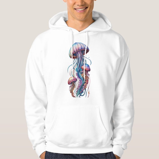 Mesmerizing Jellyfish Glow – Marine Life Art T-Shi Hoodie (Front)