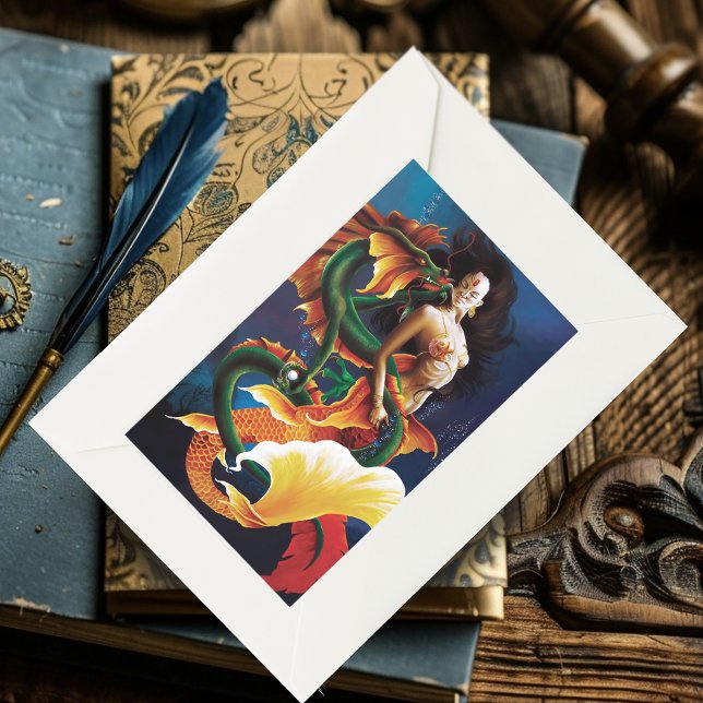 Mesmerizing Koi Mermaid Water Dragon Fantasy Rectangular Sticker (Creator Uploaded)