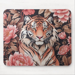 Mesmerizing Tiger Pink Flowers Mouse Pad