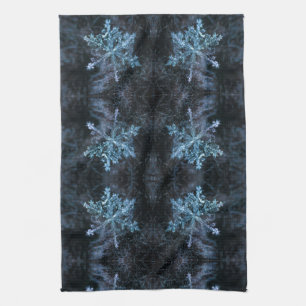 Mesmorizing Snow chrystal blue flake Tea Towel