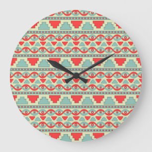 Mesopotamian Tribal: Seamless Ethnic Design. Large Clock