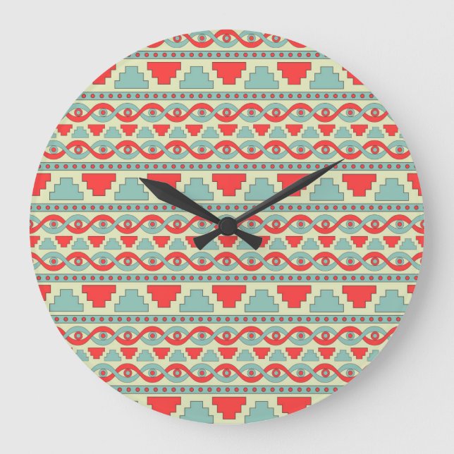 Mesopotamian Tribal: Seamless Ethnic Design. Large Clock (Front)