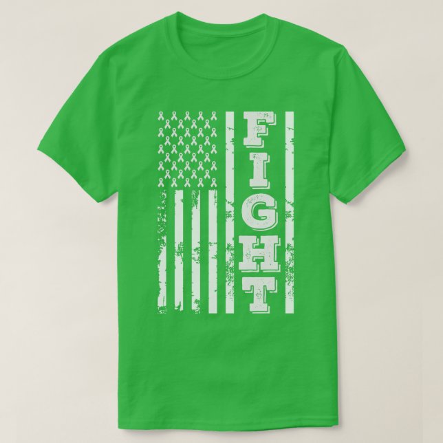 Mesothelioma Awareness Fight American Flag 4th Of  T-Shirt (Design Front)