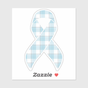 Mesothelioma Awareness Plaid Light Blue Ribbon