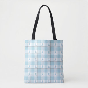 Mesothelioma Cancer Awareness Plaid Light Blue Tote Bag