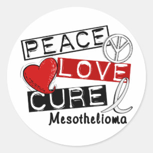 Mesothelioma PEACE LOVE CURE 1 Classic Round Sticker