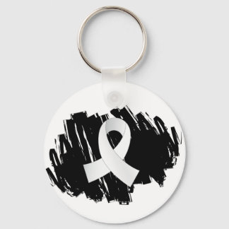 Mesothelioma Pearl Ribbon With Scribble Key Ring