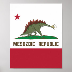 Mesozoic Republic California Flag Stegosaurus Poster