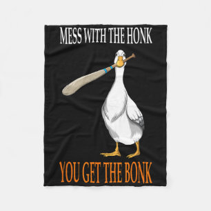 Mess With The Honk Goose Game Gamer Wooden Club Co Fleece Blanket