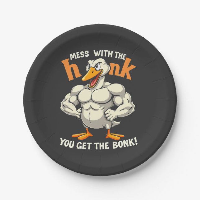 Mess With The Honk You Get The Bonk Fitness Paper Plate (Front)