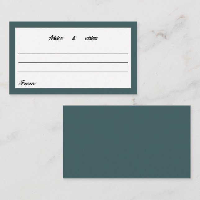 Message For New Couple Simple Green Enclosure Card (Front/Back)