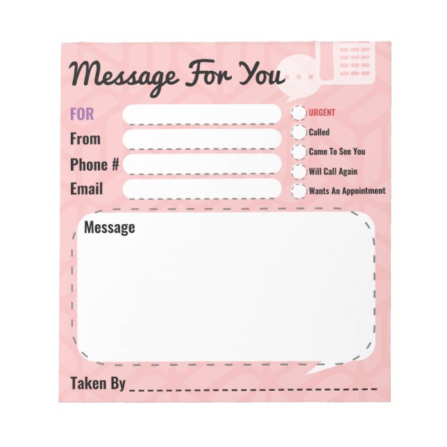 Message For You Phone Call Office Pad Customisable (Front)