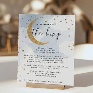 Message From the Bump Blue Gold Moon Baby Shower  Poster