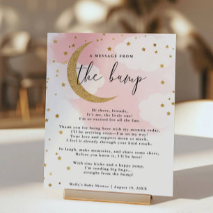 Message From the Bump Pink Gold Moon Baby Shower Poster
