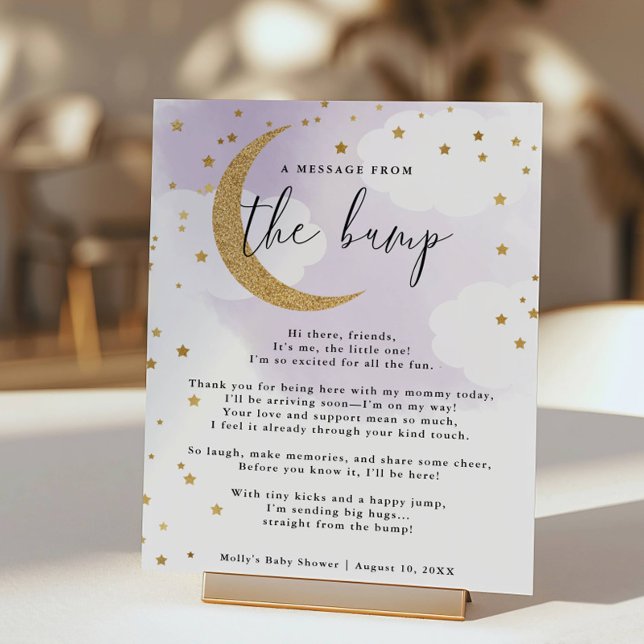 Message From the Bump Purple and Gold Baby Shower  Poster (Creator Uploaded)