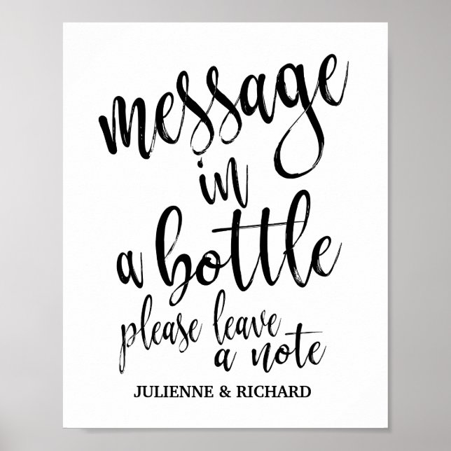 Message in a Bottle 8x10 Wedding Guest Book Sign (Front)