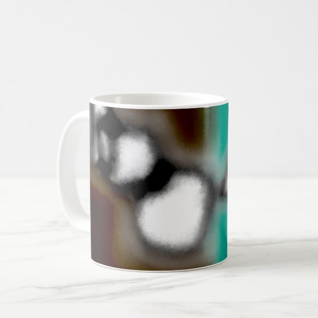 Message in a Bottle: Abstract Brown, Teal, B & W Coffee Mug (Front Left)
