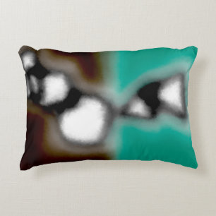 Message in a Bottle: Abstract Brown, Teal, B & W Decorative Cushion