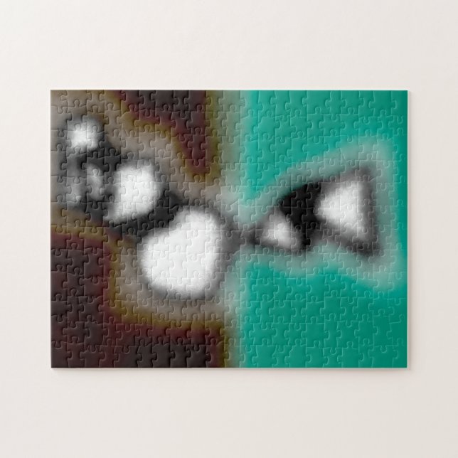 Message in a Bottle: Abstract Brown, Teal, B & W Jigsaw Puzzle (Horizontal)