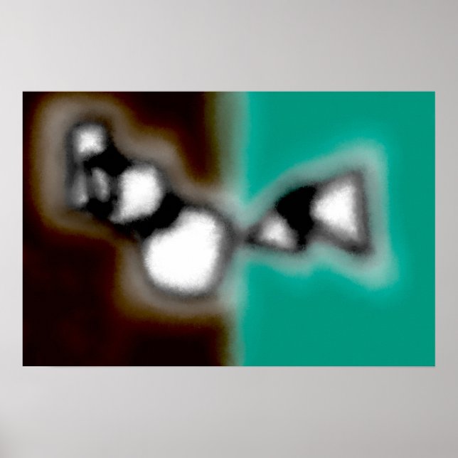 Message in a Bottle: Abstract Brown, Teal, B & W Poster (Front)