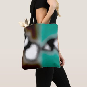 Message in a Bottle: Abstract Brown, Teal, B & W Tote Bag