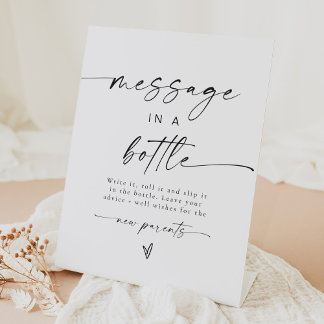 Message in a Bottle Baby Shower Advice Pedestal Sign