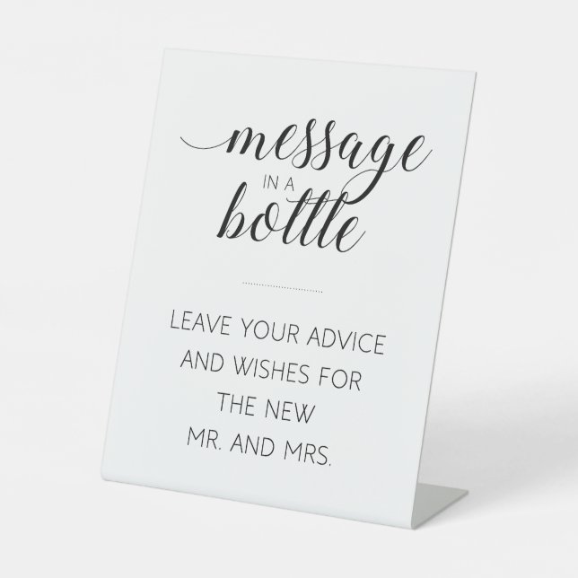 Message In A Bottle Guest Book Wedding Pedestal Sign (Front)