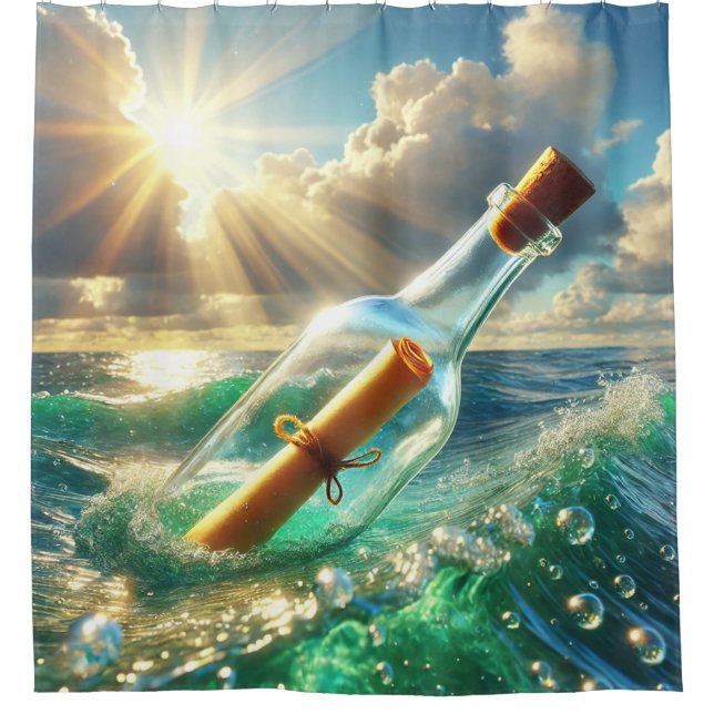 Message in a Bottle Shower Curtain (Front)