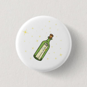 Message in a bottle theme 3 cm round badge